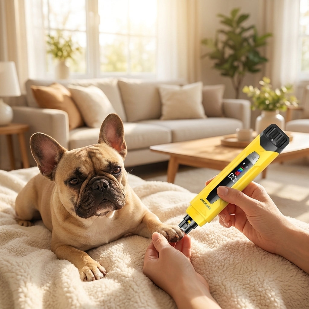Perro tranquilo mientras le liman las uñas con la lima PawCareShop