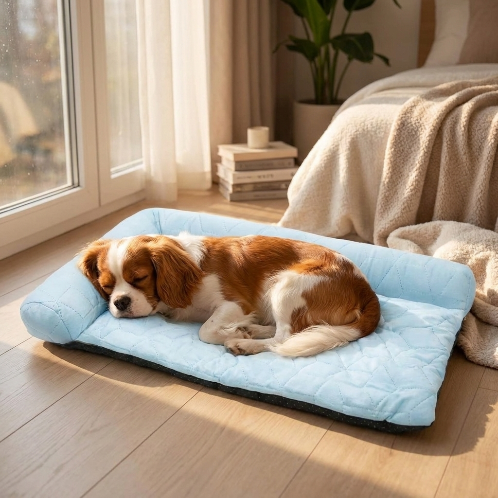 Perro durmiendo plácidamente en la cama refrescante - PawCareShop